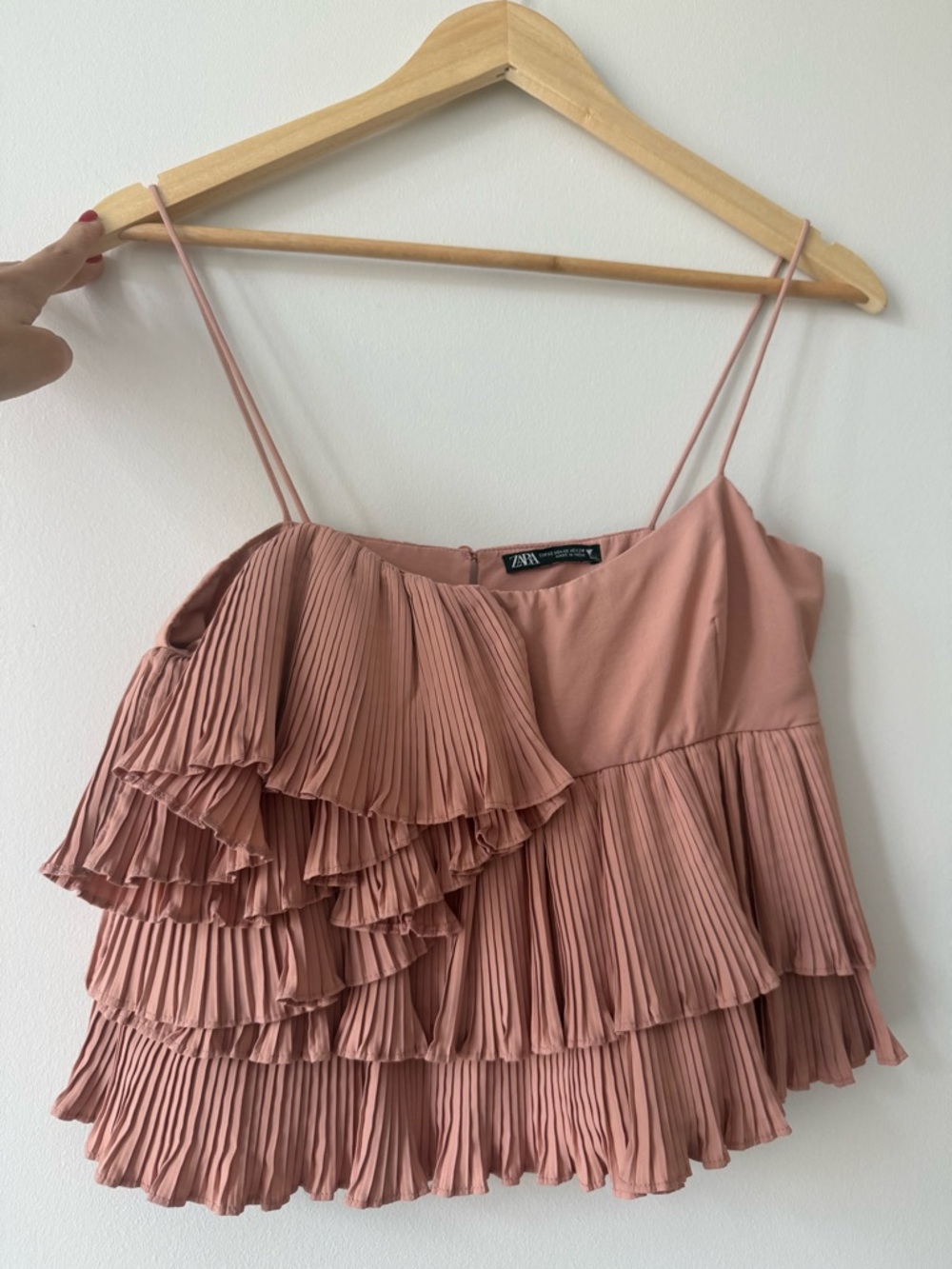 ZARA Dusty Pink Tiered Pleated Camisole